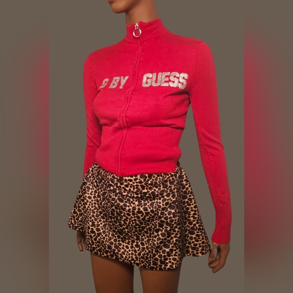 Vintage G by Guess Zip Up turtleneck sweater Size S stretchy With rhinestones - Picture 3 of 4